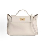 HERMES 24/24 29 Gold buckle detachable shoulder strap single-shoulder handbag, women\'s milkshake white